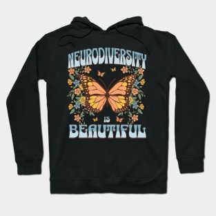 Neurodiversity is Beautiful Neurospicy Autism Pride Boho Butterfly Hoodie